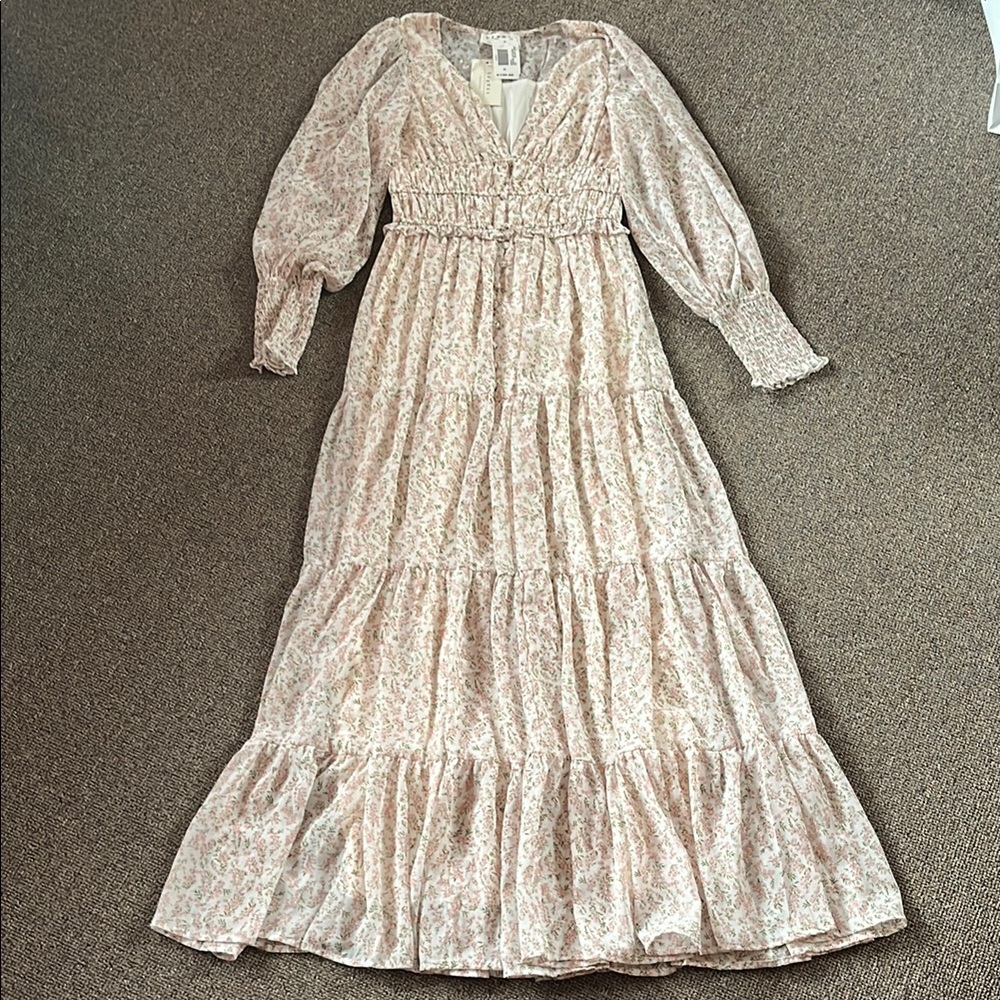 Floral Ruffled Tiered Maxi Dress with Bishop Sleeves